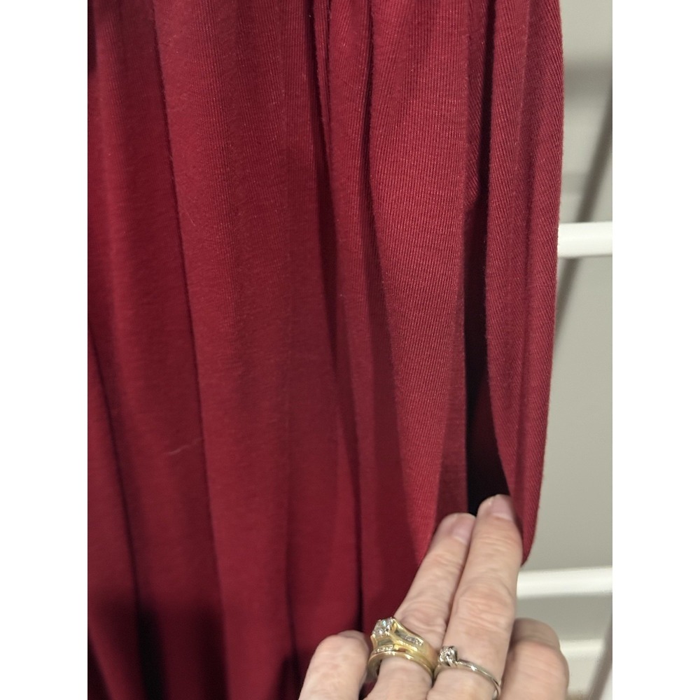 THANTH Burgundy Off Shoulder Ruffle Knit Maxi Dress Women's Size L Romantic Goth - Picture 6 of 9